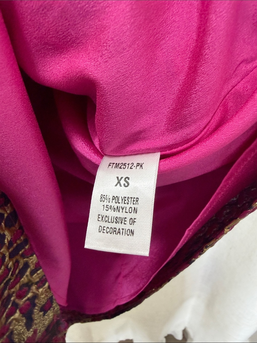 THML Metallic Fucshia & Gold Jacquard Animal Print Flutter Sleeve Dress NWT - Picture 7 of 12